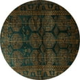 thumbnail image 1 of Ahgly Company Machine Washable Indoor Round Persian Turquoise Blue Traditional Area Rugs, 7' Round, 1 of 4