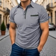 thumbnail image 2 of IWRICH Men's Casual Polo Shirts Classic Short Sleeve Button up Shirt Fashion Summer Basic Tops with Pocket Light Gray L, 2 of 5