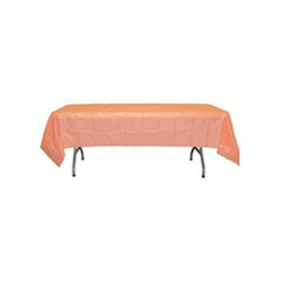 *12 Count* Peach Rectangular Plastic Tablecloths 54" x 108"