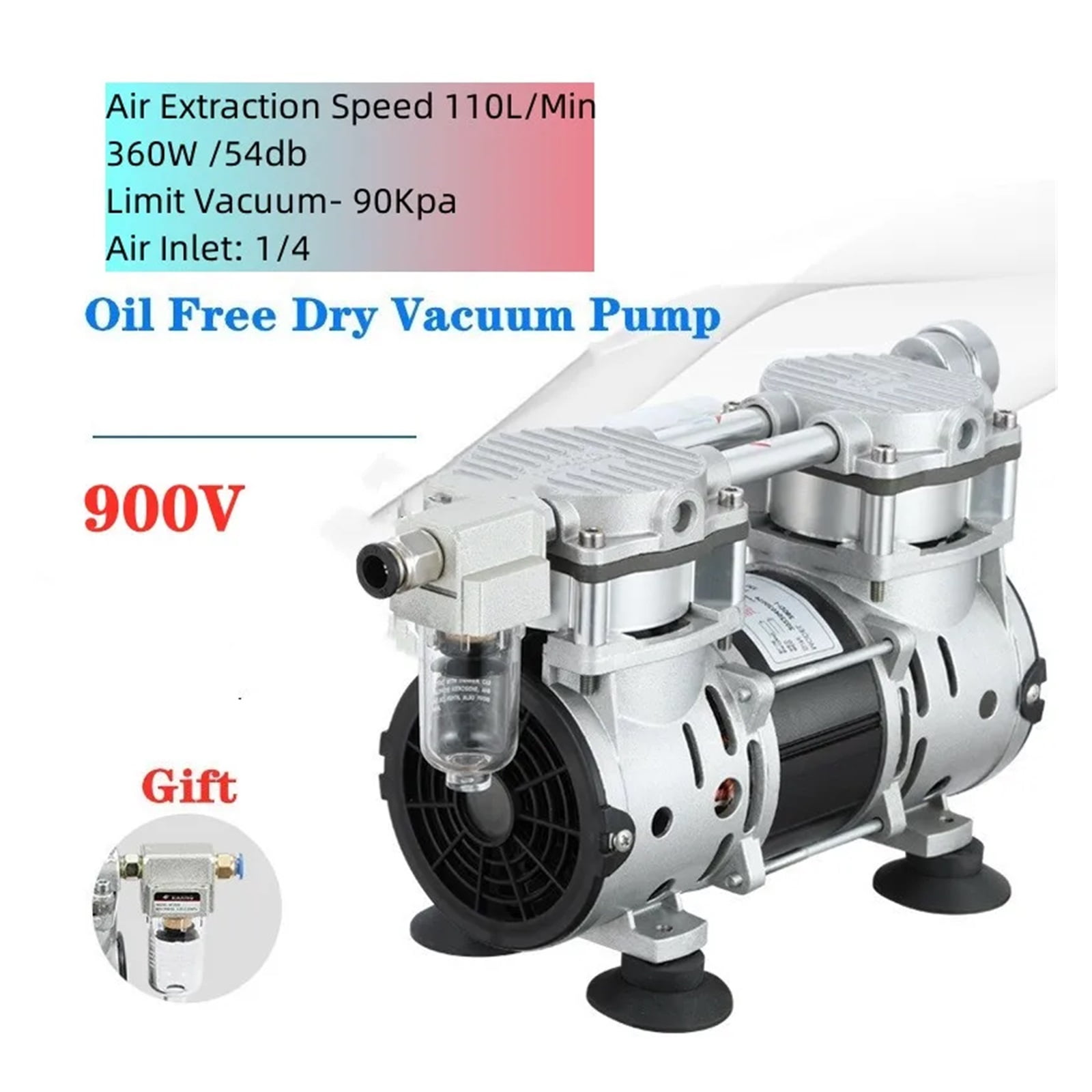Oil Free Vacuum Pump Small Industrial Air Extraction Pump Test Room Suction Filtration Silent Negative Pressure Pump