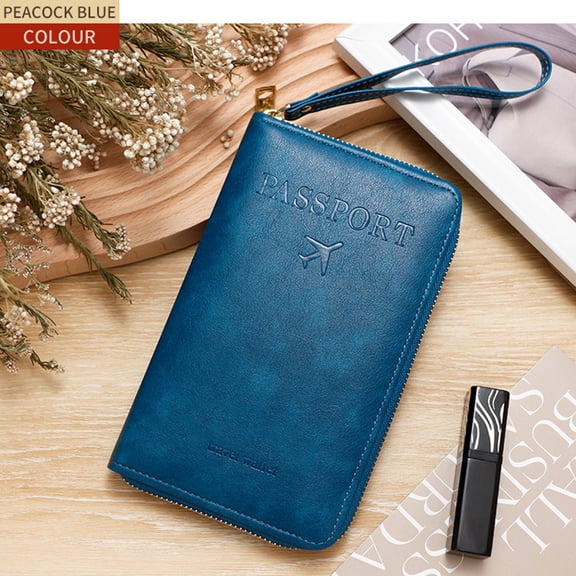 Unisex Passport Travel Wallet, Multi-Functional Passport/Ticket/ID Storage Bag, Portable Travel Holiday Passport Wallet Protector, Anti-Reading ID/Bank Cards Protective Leather Bag