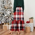 thumbnail image 6 of Wutalume Women's Plaid Print Ruffled Casual Long Skirt, Loose Fit Tiered Maxi Skirt with Pleated Detail, Bohemian Style for Everyday,Deep Red S, 6 of 6
