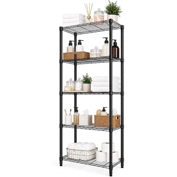 36-in W x 16-in D x 72-in H 5-Tier Steel Wire Garage Shelving Unit, 1000-lb Capacity, Adjustable Shelves