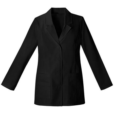 Coat Black Short Sleeve Buttons - Panda Uniform Made To Order 29-Inches Women's Missy Fit Multi Pocket 4 Button Full Sleeves Short Medical Lab Coat