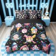 thumbnail image 4 of meiyoeat Cute Baseball US Flag Full Size Bedding Sets for Boys, Sprinkle Ice Cream Drip Full Size Bed in a Bag, Black Reversible, 7pcs, 4 of 6