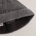 thumbnail image 6 of Hsqqdc 1pc Black Cotton Rolled Edge Docker Cap Unisex Brimless Cat Ear Landlord Hat for Daily Wear, 6 of 7