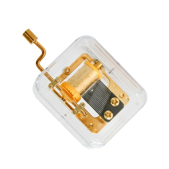 OFFIGAM Transparent Hand Crank Music Box with Golden Handle, Multi-Color Decorative Musical
