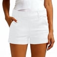 thumbnail image 5 of CIENVNSTG Low Rise Shorts for Women Tailored Trouser Fit Hem and Casual Stretch Comfort Running Shorts Workout Gym with Pockets White 2XL, 5 of 7