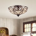thumbnail image 2 of Warehouse of Tiffany Ceslee 3-Light Rustic Bronze Flush mount Ceiling Lamp with Heart Scroll Crystal Shade, 2 of 3