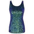 thumbnail image 4 of PrettyGuide Women Shimmer Glam Sequin Embellished Sparkle Tank Top Vest Tops Symphony green, Medium, 4 of 7