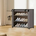 thumbnail image 6 of AuroraX 3 Tier Shoe Rack with Curtain Cover Small Cabinet Closed Stylish Shoe Rack Organizer Space-Saving Sturdy Gray Free Standing Corner Shoe Storage Organizer for Closet,Entryway,Door, 6 of 6