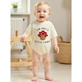 thumbnail image 4 of Infant Newborn Baby Boy Summer Jumpsuit Short Sleeve Round Neck Letter Mushroom Embroidered Romper, 4 of 9