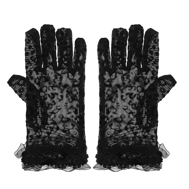 2pcs Mesh Gloves for Women: Short Sheer Gloves Leopard Print Breathable - Minimalist Lace Mittens for Tea Parties Wedding Prom Opera