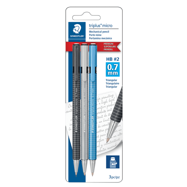 Staedtler® Triplus Micro Mechanical Pencils, 0.7 mm, 2 HB Lead, Pack