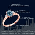 thumbnail image 2 of Gem Stone King 10K Rose Gold Oval Persian Blue Moissanite and White Created Sapphire Engagement Ring for Women (1.48 Cttw, Oval 8X6MM and Round 2.5MM , Available in Size 5, 6, 7, 8, 9), 2 of 6