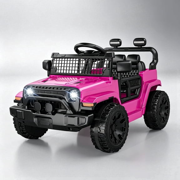 EVOKEDEN 12V Remote Control Ride On Car for Kids, Electric Toddler Car with Spring Suspension, LED Lights & Music, Pink