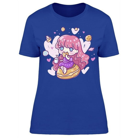 Kawaii Anime Girl Cookies T-Shirt Women -Image by Shutterstock, Female 3X-Large