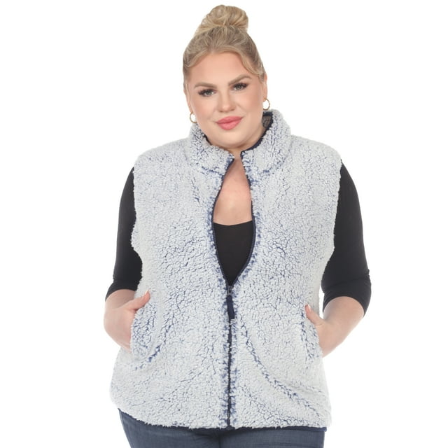 White Mark Veste Sherpa à Fermeture Éclair pour Femme