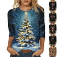 thumbnail image 6 of Christmas Shirts for Women T Shirt 3/4 Length Sleeve Womens Tops Crew Neck Shirts Business Casual Outfit Basic s Womens Top, 6 of 6