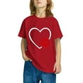 thumbnail image 4 of THDHVS Girls Summer T-Shirts,Summer Casual Tops for Kids,Girls Short Sleeve Heart Print T-Shirts Casual Cotton Tee Tops Blouse Red 7-8 Years, 4 of 7