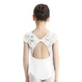 thumbnail image 3 of DPOIS Kids Girls Short Sleeves Floral Lace Cutout Back Ballet Dance Gymnastics Leotard Jumpsuit, 3 of 7