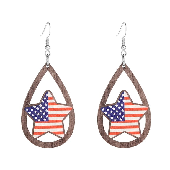 Independence Day USA Sunflower Handmade Dangle Red White Blue Earrings American Flag 4Th July Patriotic Memorial Day Jewelry for Women