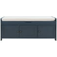 thumbnail image 3 of Bellemave Entryway Storage Bench with Cushion Seating, Shoe Bench with Cabinet and Shelves, Wooden End of Bed Bench for Bedroom/Living Room/Entryway/Foyer/Hallway (Antique Navy), 3 of 11