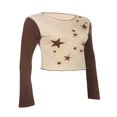 thumbnail image 2 of MesaSe Blouse à Manches Longues Y2K pour Femmes, Patchwork Noir, Coupe Slim Basique, 2 of 6