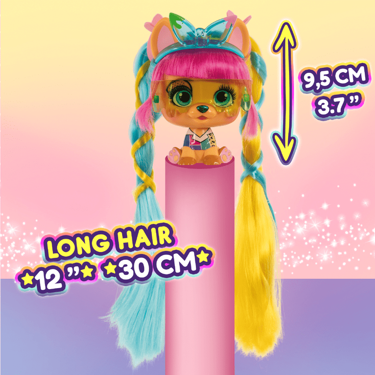Poupée Chiot Surprise VIP Pets Color Boost - Cheveux Longs à Coiffer - Jouet Neuf