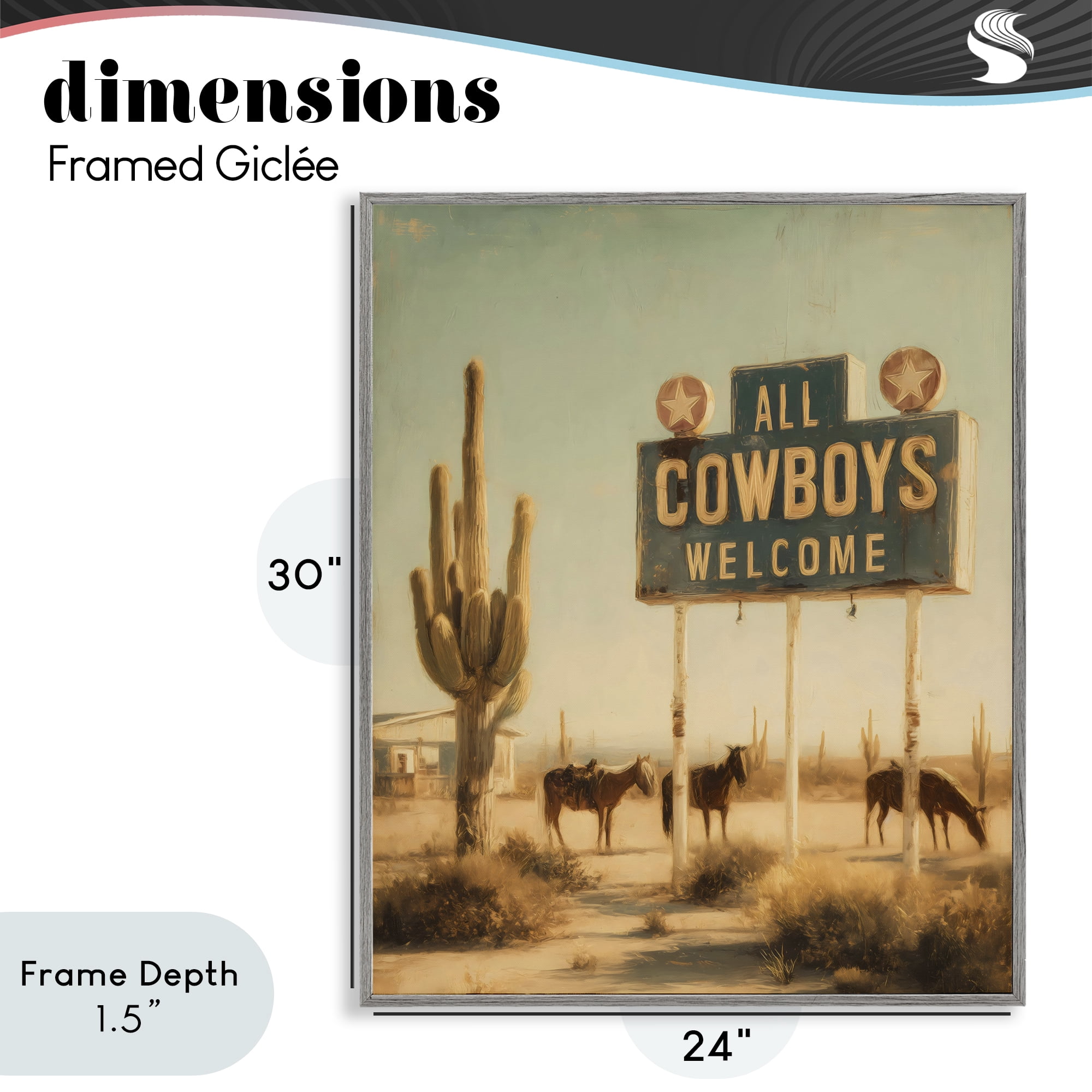Stupell Industries All Cowboys Welcome Desert Gray Framed Giclee Art, design by Arlington Prints