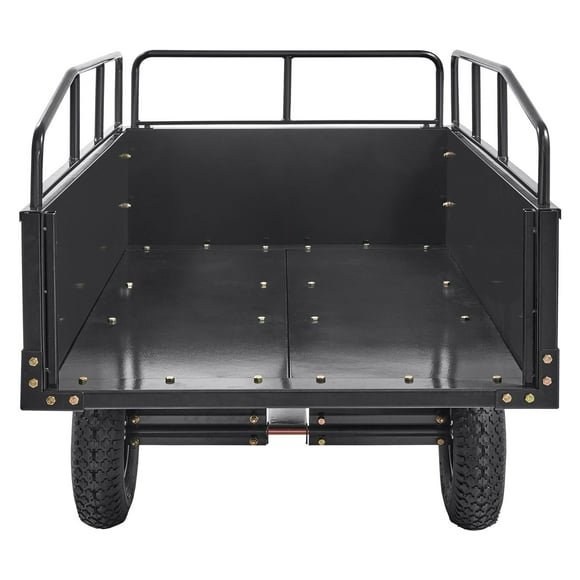 STAWAY Heavy Duty ATV Dump Cart - 750 lbs Capacity, 15 Cu.Ft, Universal Tow Behind Trailer with Removable Sides for Lawn Mowers & Tractors