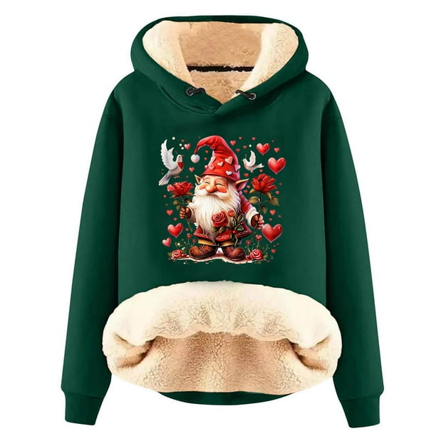 Chaquetas y abrigos casuales con capucha de manga larga para mujer, jersey con capucha de manga larga, top con estampado navideño, abrigo casual, top de poliéster para mujer
