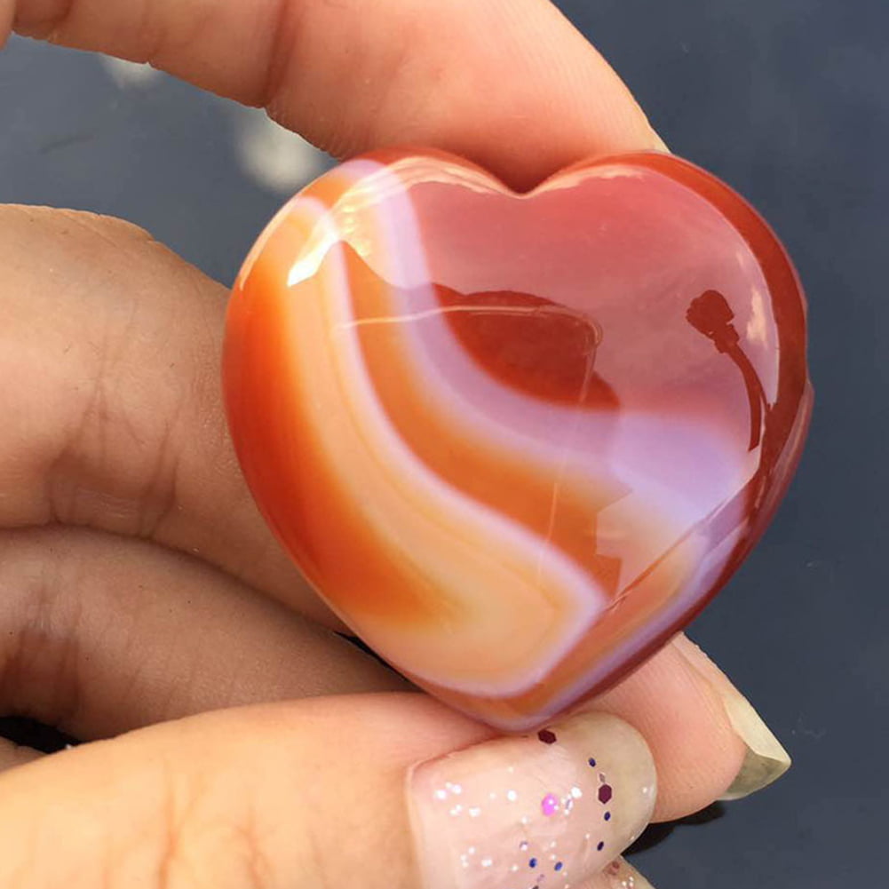 Natural Pink Rose Quartz Crystal Carved Heart Shaped Palm Healing Love Gemstone 