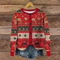 thumbnail image 2 of Wiyuqeen Christmas Button Down Cardigan Women Ugly Xmas Print Jacket Crewneck Long Sleeve Ribbed Knit Cardigans Fall Sweaters, 2 of 5
