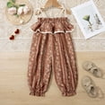 thumbnail image 2 of Ymyiu Girls Workout Jumpsuit Girls Jumpsuits Kids Fashion Ruffle Sleeves Crew Neck Rompers Drawstring Overalls with Pockets Size 6-7 Years(Brown, 6-7 Years), 2 of 8