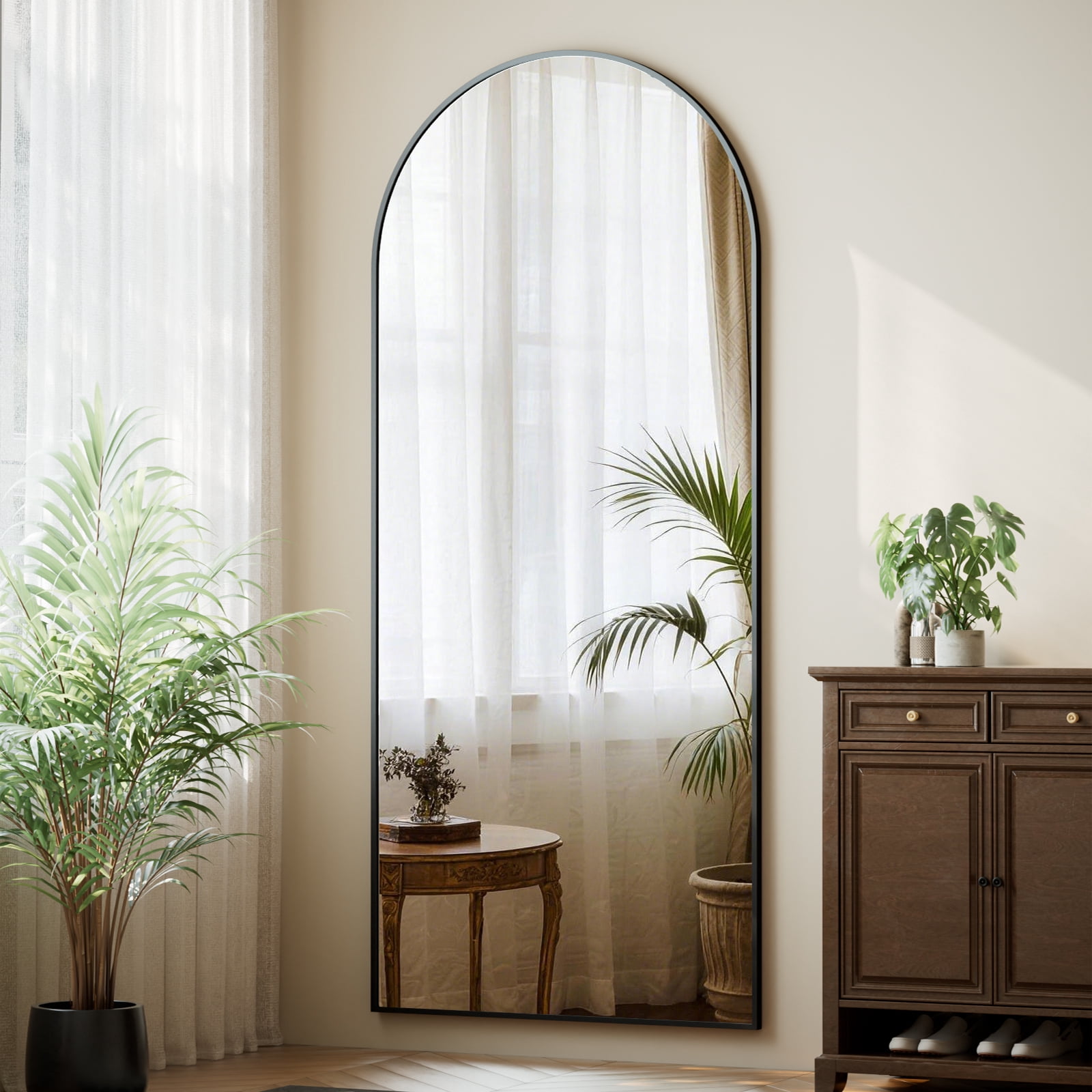 AUROMIR 71"x26" Arched Full Length Mirror Floor Mirror Full Body Standing Mirror, Black