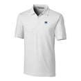 thumbnail image 2 of Men's Cutter & Buck White Michigan Wolverines Big & Tall Forge Pencil Stripe Stretch Polo, 2 of 3