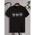 thumbnail image 1 of Men's Skull Print Round Neck Short Sleeve T-shirt, Gothic Casual Fashion Graphic Tee Loungewear Pajamas Top For Summer, 1 of 5