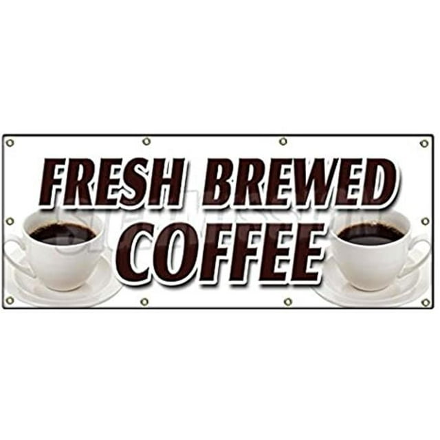 SignMission B-Fresh Brewed Coffee Fresh Brewed Coffee Banner Sign - Iced Brew Drinks Espresso Cappuccino