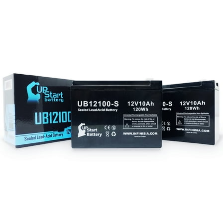 2x Pack - Compatible Schwinn S750 Battery - Replacement UB12100-S Universal Sealed Lead Acid Battery (12V, 10Ah, 10000mAh, F2 Terminal, AGM, SLA)