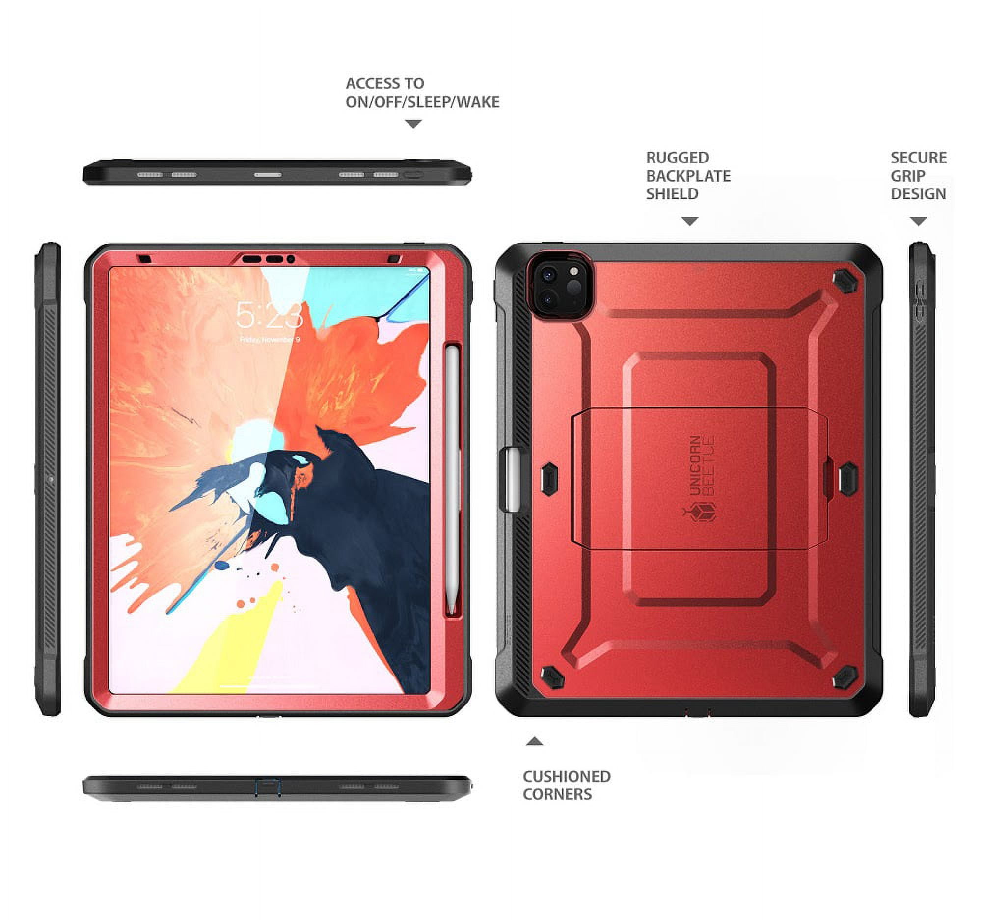 SUPCASE UB Pro Series Case for iPad Pro 11 2020, Support Apple Pencil Charging with Built-in Screen Protector Full-Body Rugged Kickstand Protective Case for iPad Pro 11 inch 2020 Release (Ruddy)