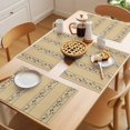 thumbnail image 5 of Khaki Flower Branch Placemats Set of 4 Spring Summer Farmhouse Botanical Place Mats Indoor Wipeable Table Mats Washable Cloth Dining Table Placemats for Kitchen Holiday Party Home Decor 13x19 Inch, 5 of 9