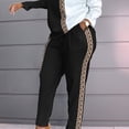 thumbnail image 1 of Conjunto Casual De 2 Piezas, Top De Manga Larga Con Bloque De Color Y Pantalones Elásticos De Cintura Alta, Ropa De Mujer, 1 of 4