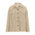 thumbnail image 5 of LYXSSBYX Womens Long Sleeve Tops Hot Sale Clearance Women's Corduroy Buttoned Cardigan Long Sleeve Lapel Loose Padded Shirt Tops with Poket, 5 of 5