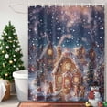 thumbnail image 4 of Shower Curtain 72"W x 96"L Winter Christmas Gingerbread Men House Snowflake Night Fabric Shower Curtains Set with Hooks Water Repellent Bathroom Curtains Machine Washable Bathroom Accessories, 4 of 9