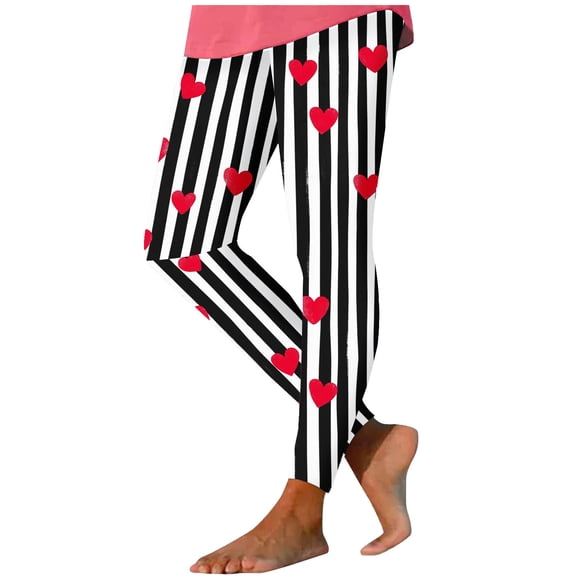 Babcutegg Womens Valentine's Day Yoga Pants Elastic Waist Gym Pants Straight Leg Athletic Wear Graphic Pattern Sport Clothes for Women Black Size XL