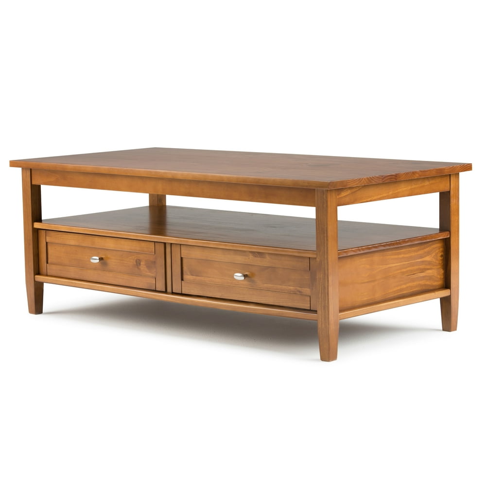 Brooklyn + Max Lexington Solid Wood 48 inch Wide Rectangle Rustic Coffee Table in Honey Brown 