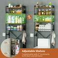 thumbnail image 4 of Capri Over The Toilet Storage Shelf, 4-Tier Freestanding Bathroom Organizers and Storage, above Toilet Space Saver Rack with Adjustable Shelves, Toilet Paper Holder and 9-Hooks, Rustic Brown, 4 of 11