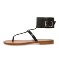 thumbnail image 4 of FSJ Women Split Open Toe Thong Sandals Wide Buckled Ankle Strap Flats Summer Beach Vacation Gladiator Sandals Size 8 Black, 4 of 4