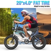 Peak 1500W Electric Bike for Adults,Max 80Miles,48V 20AH Electric Bicycle, 20'' Fat Tire 7 Speed E-Mountain Bike